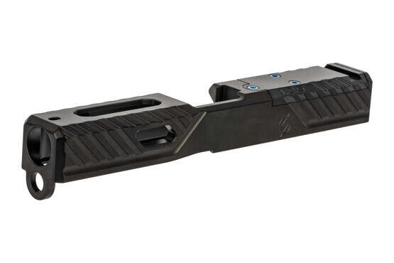The Agency Arms S1 Syndicate Glock 19 Stripped Slide features window cuts to reduce weight